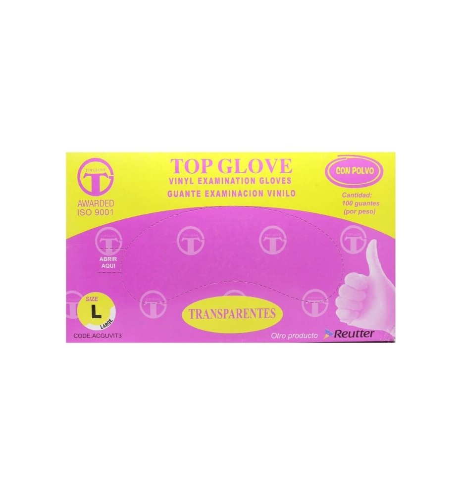 TOPE GLOVE GUANTES EXAMINACION VINILO TL X100 TOPE GLOVE GUANTES EXAMINACION VINILO TL X100