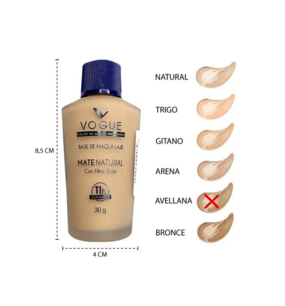 VOGUE BASE DE MAQUILLAJE MATE NATURAL AVELLANA