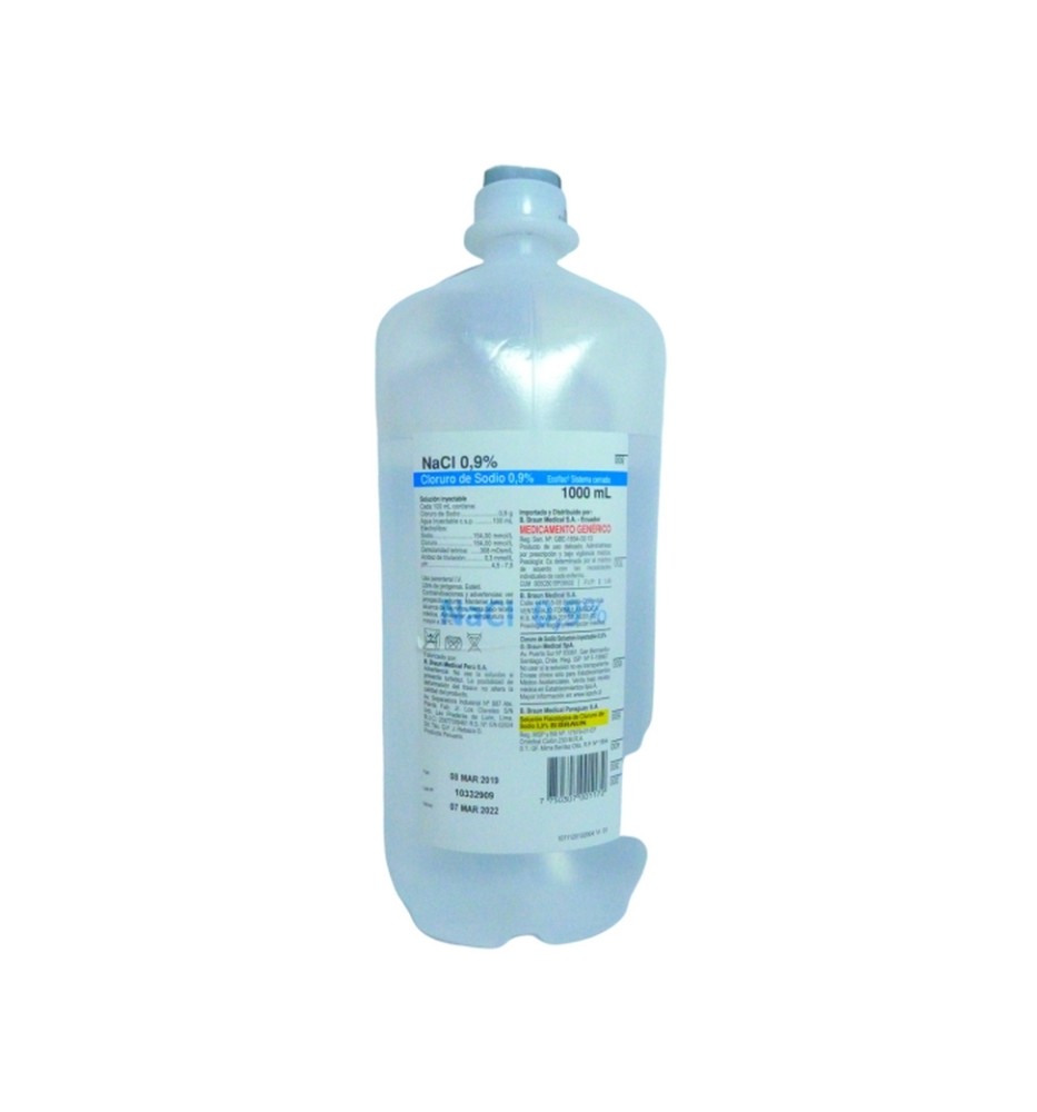 CLORURO DE SODIO 0.9 % X 1000 ML CLORURO DE SODIO 0.9 % X 1000 ML