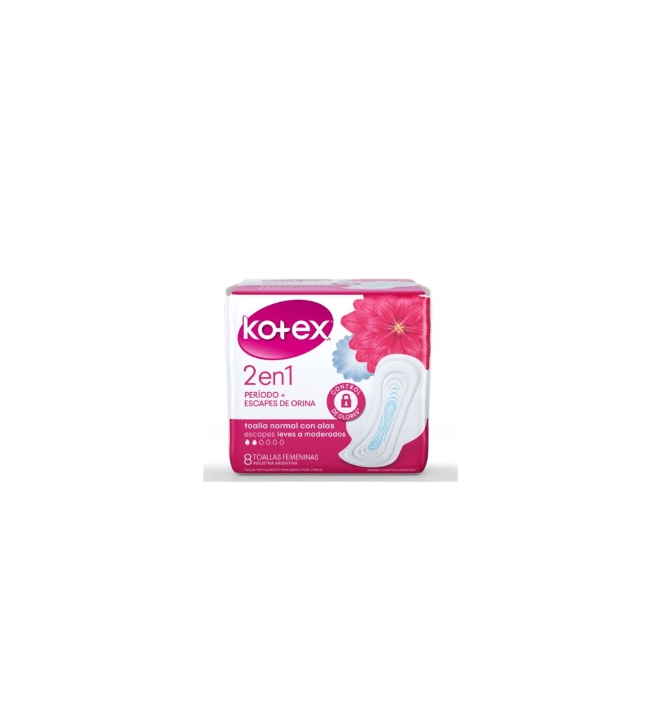 KOTEX TOALLA 2 EN 1NORMAL TELA X8 KOTEX TOALLA 2 EN 1NORMAL TELA X8