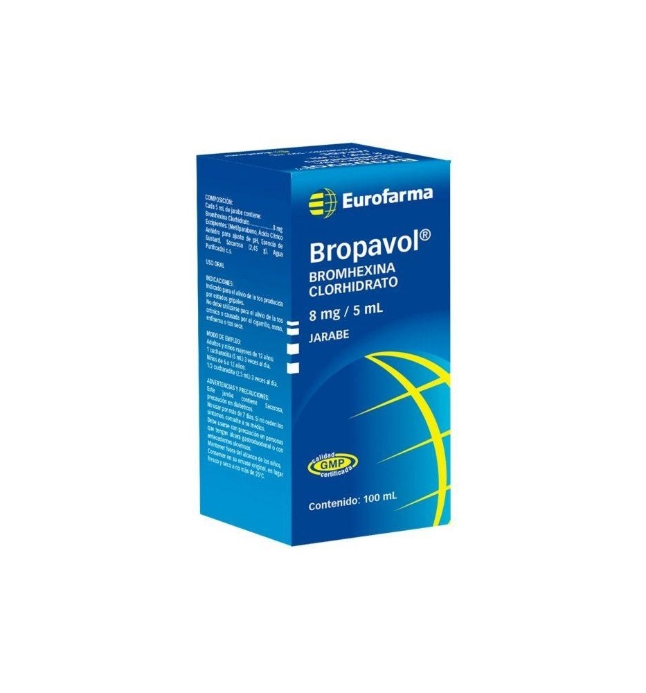BROPAVOL ADULTO 8 MG / 5 ML X 100 ML JARABE BROPAVOL ADULTO 8 MG / 5 ML X 100 ML JARABE