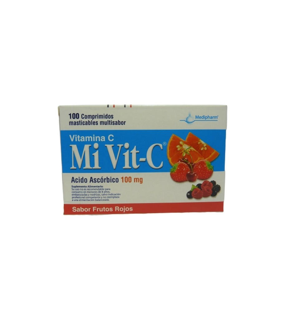 MIVIT C FRUTOS ROJOS 100mg X100 COM.MASTICABLES MIVIT C FRUTOS ROJOS 100mg X100 COM.MASTICABLES
