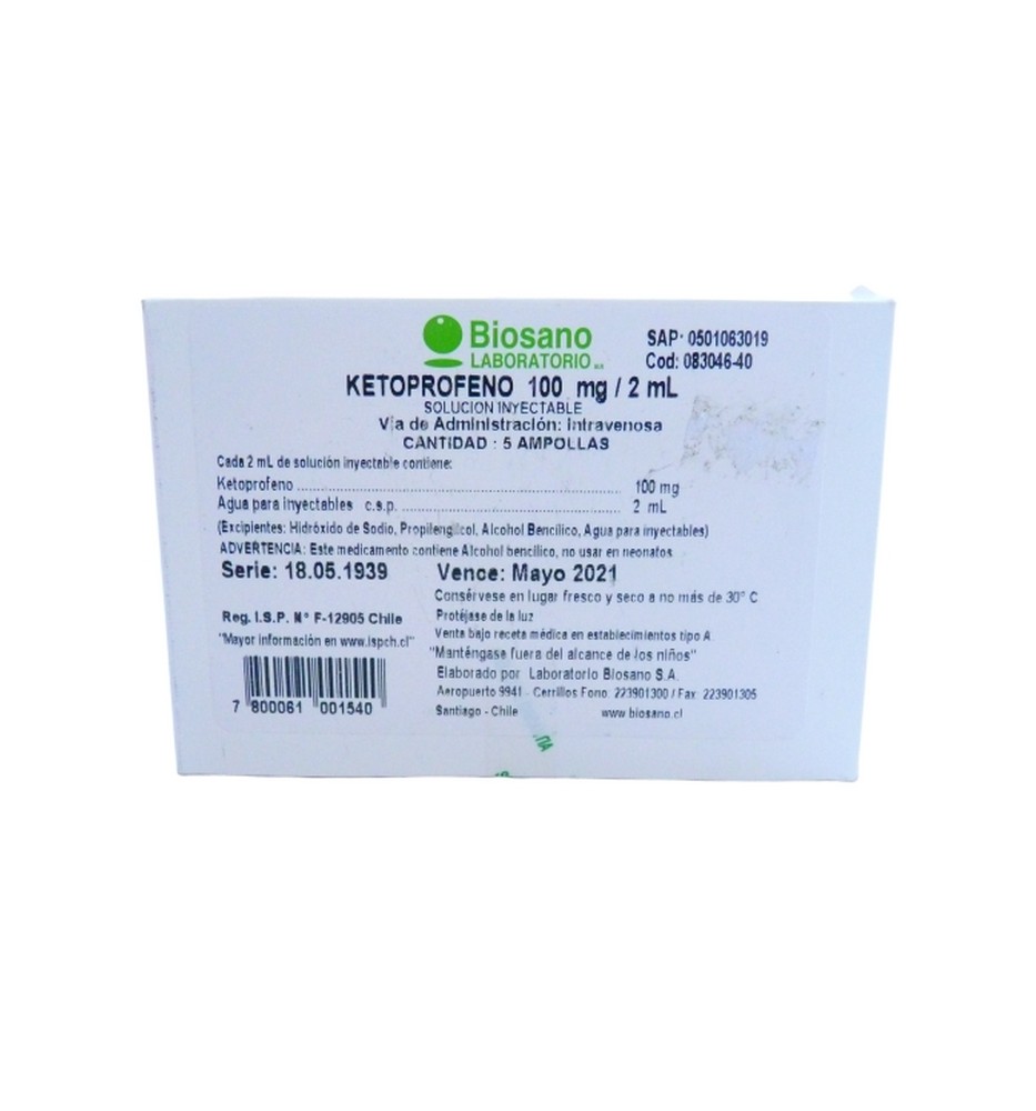 KETOPROFENO 100MG 2ML X5 AMPOLLAS KETOPROFENO 100MG 2ML X5 AMPOLLAS
