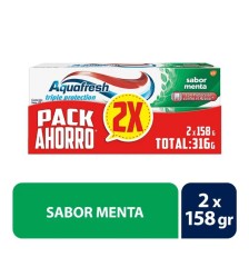 AQUAFRESH PACK TRIPLE PROTEC. MENTA PAS.X2 158G