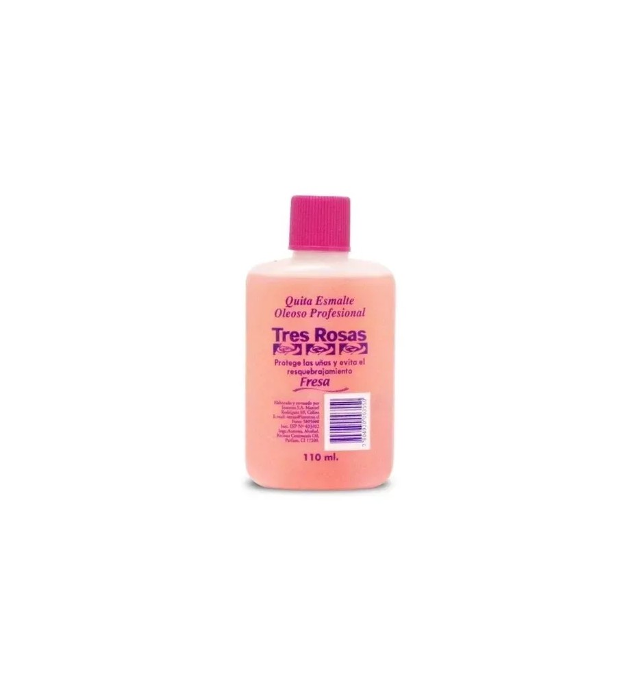 TRES ROSAS QUITA ESMALTE FRESA 110 ML TRES ROSAS QUITA ESMALTE FRESA 110 ML