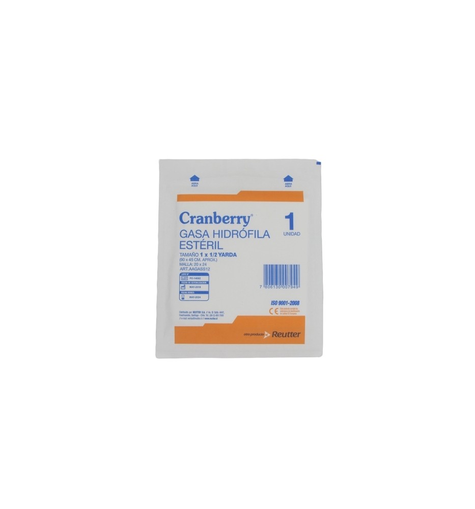 CRANBERRY GASA ESTERILIZADA X1 CRANBERRY GASA ESTERILIZADA X1