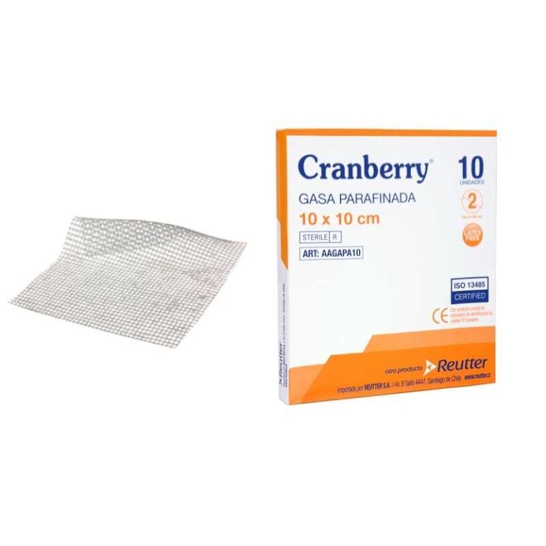 CRANBERRY GASA PARAFINADA 10X10 1UNIDAD