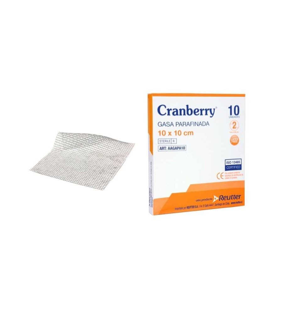 CRANBERRY GASA PARAFINADA 10X10CM X10 CRANBERRY GASA PARAFINADA 10X10CM X10