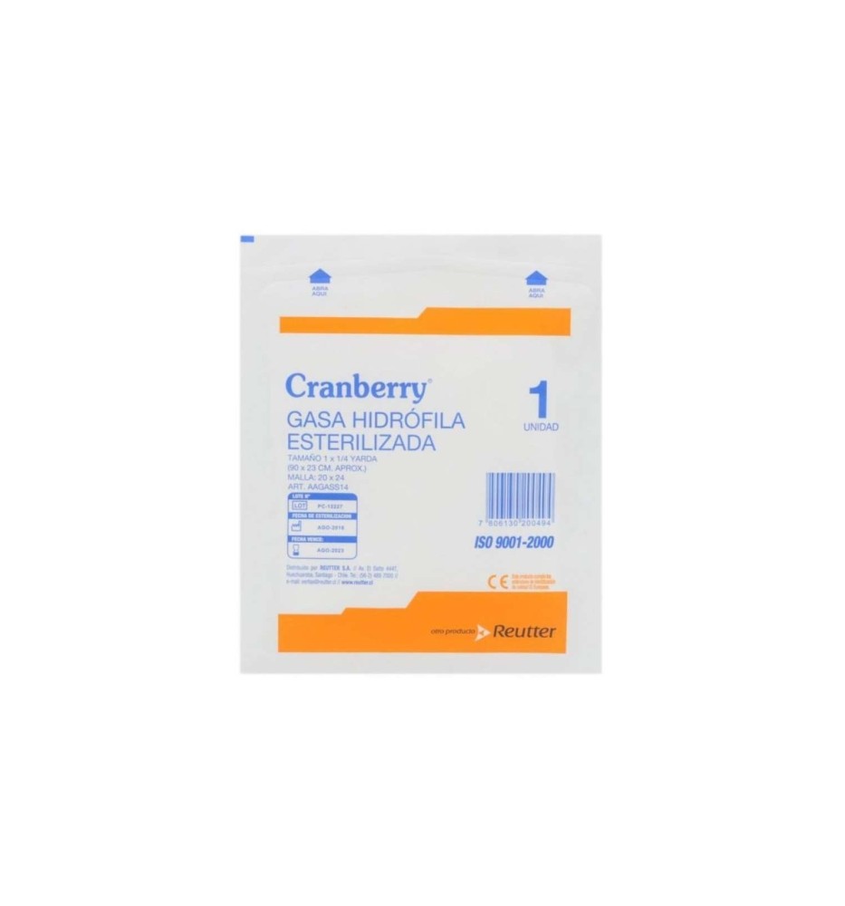 CRANBERRY GASA ESTERILIZADA 1/4 YARDA X1
