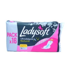 LADYSOFT TOALLA NOCTURNA ULTRADELGADA SECA CON ALAS X 16