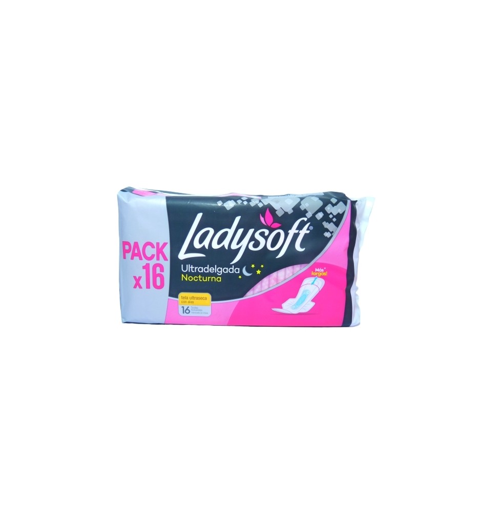LADYSOFT TOALLA NOCTURNA ULTRADELGADA SECA CON ALAS X 16