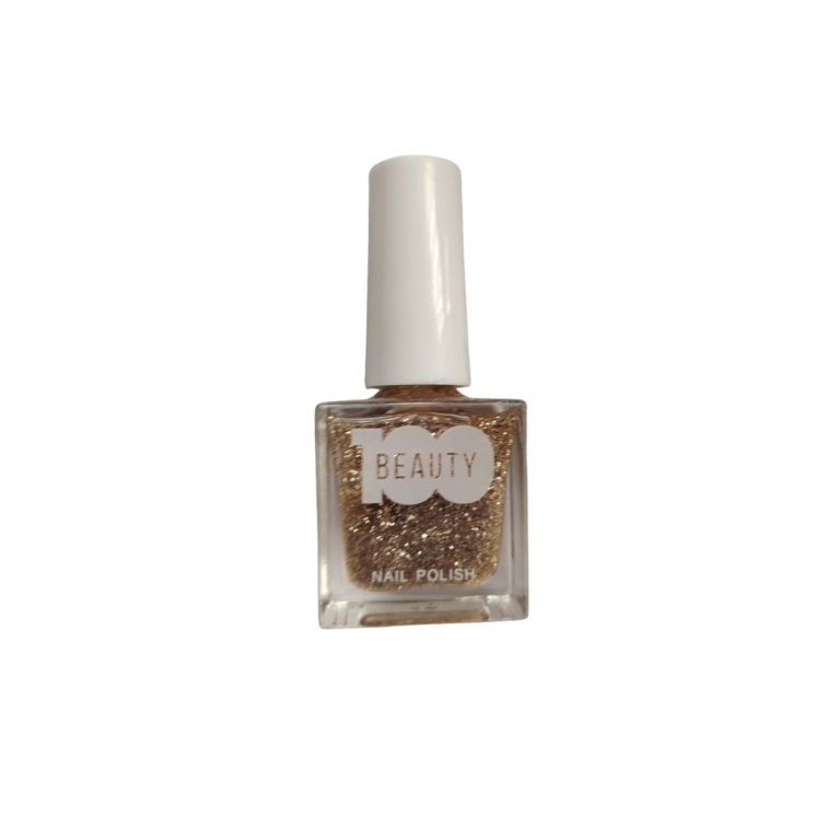 ESMALTE PARA UÑAS 100 BEAUTY BRILLO ESCARCHADO DORADO 