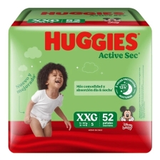 HUGGIES PAÑAL ACTIVE SEC XXG X 52 UNIDADES