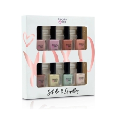 SET CON 8 ESMALTES 10ML BEAUTY 100 COLOR PASTEL 