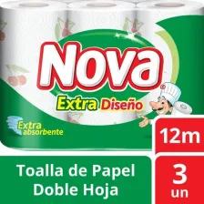 NOVA TOALLA PAPEL EXTRA 12M X 3 UNIDADES