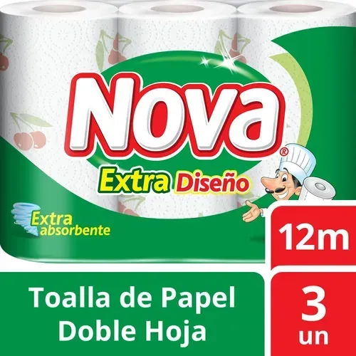 NOVA TOALLA PAPEL EXTRA 12M X 3 UNIDADES