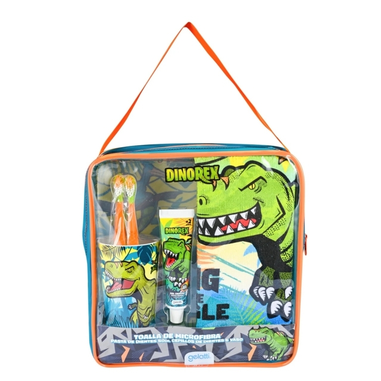 GELATTI DINOREX KIT CON CEPILLO (2UND) /TOALLA/VASO/CREMA DENTAL 50G