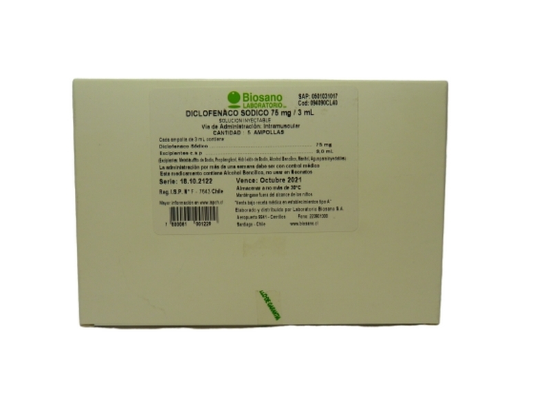 Diclofenaco 75Mg X5 Ampollas | diclofenaco 75mg