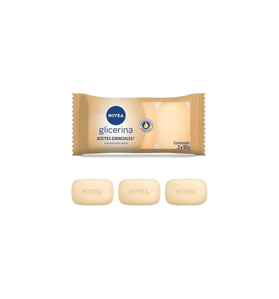 NIVEA JABON GLICERINA ACEITES ESENCIALES 3UN X 90 GRAMOS