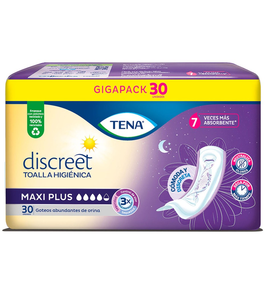 TENA TOALLA HIGIENICA SIN ALAS MAXI PLUS X 30 UNI