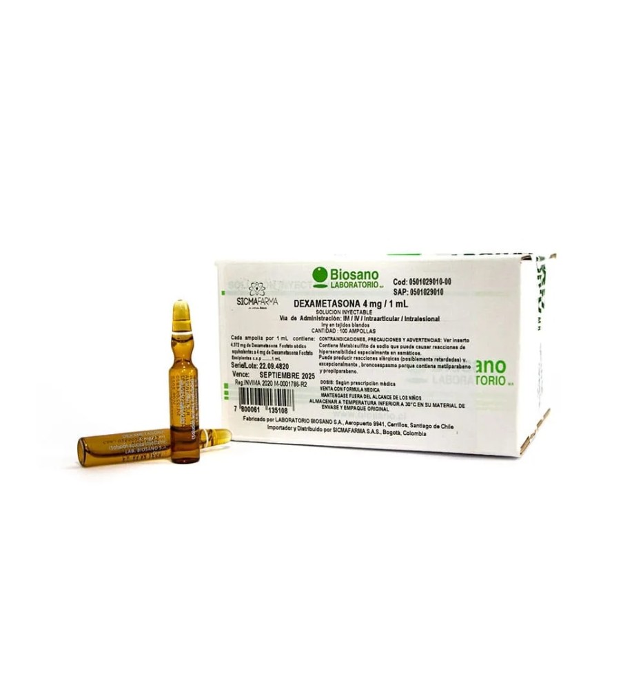 DEXAMETASONA 4 MG/ML AMPOLLA X 100 AMPOLLAS YECTABLES
