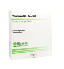 VITAMINA B1 B6 B12 10000 X 3 AMPOLLAS