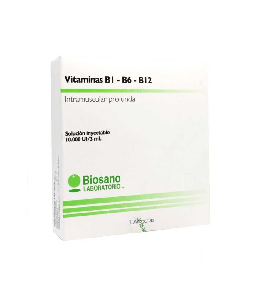 VITAMINA B1 B6 B12 10000 X 3 AMPOLLAS