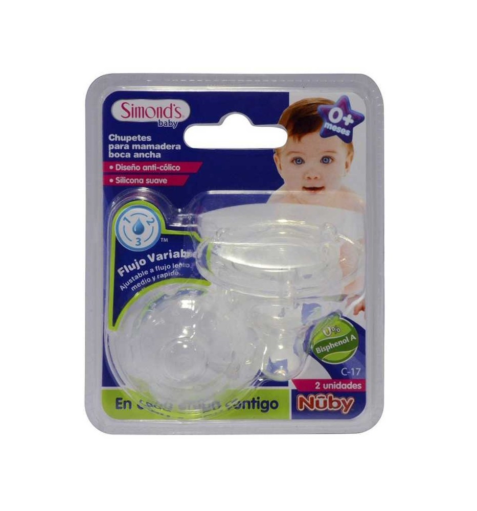 SIMONDS REPUESTO CHUPETE BOCA ANCHA 0M+ X 2